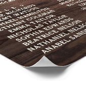 Rustic Wood White Flowers Wedding Seating Chart Poster (Hoek)