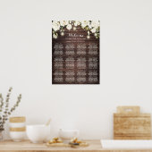 Rustic Wood White Flowers Wedding Seating Chart Poster (Keuken)