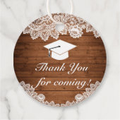 Rustic Wood & White Lace Afstuderen Hartelijk dank Bedankjes Labels (Achterkant)