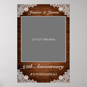 Rustic Wood & White Lace Jubileum Foto Prop Poster