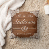 Rustic Wood & White Lace Wedding Kussen (Deken)