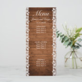 Rustic Wood & White Lace Wedding Menu (Staand voorkant)