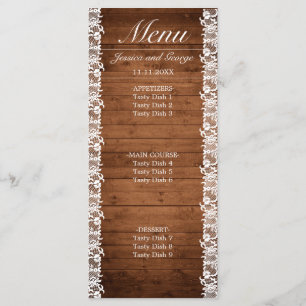 Rustic Wood & White Lace Wedding Menu