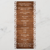 Rustic Wood & White Lace Wedding Programma (Achterkant)