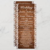 Rustic Wood & White Lace Wedding Programma (Voorkant / Achterkant)
