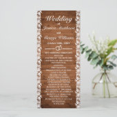 Rustic Wood & White Lace Wedding Programma (Staand voorkant)