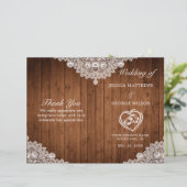 Rustic Wood & White Lace Wedding Programme (Debout devant)