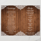 Rustic Wood & White Lace Wedding Programme (Dos)