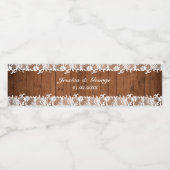 Rustic Wood & White Lace Wedding Waterfles Etiket (Enkel label)