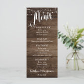Rustic Wood, White Lights & Script Wedding Menu (Staand voorkant)