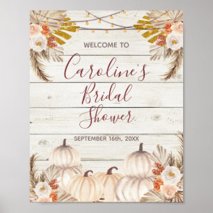 Rustic Wood White Pumpkin Vrijgezellenfeest Welkom Poster