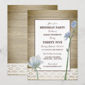 Rustic Wood Wild Floral Lace, Birthday Kaart (Voorkant / Achterkant)
