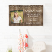 Rustic Wood with String Lights & Photo Graduation Spandoek (Insitu)
