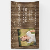 Rustic Wood with String Lights & Photo Graduation Spandoek (Verticaal)