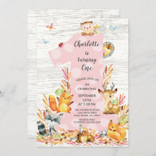 Rustic Wood Woodland Une fille Invitation d'annive