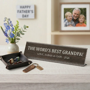 Rustic Wood World's Best Opa op Maat Bureau Naambordje