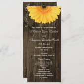 Rustic Wood Yellow Gerber Daisy Wedding Programs Programma (Voorkant / Achterkant)