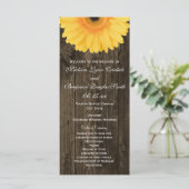 Rustic Wood Yellow Gerber Daisy Wedding Programs Programma (Staand voorkant)