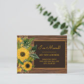 Rustic Wood Yellow Sunflower Adres Briefkaart (Staand voorkant)