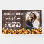 Rustic Wood Zonnebloem 2025 Afstuderen Foto Spandoek (Horizontaal)