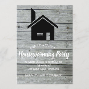 Rustic Wooden Barn Chimney Housewarming Kaart
