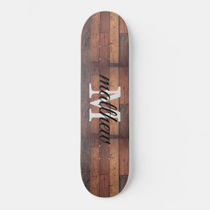 Rustic Wooden Barn Oak Monogram Naam op maat  Skateboard