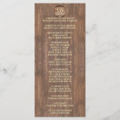 Rustic Wooden Barrel Wedding Custom Program Programma (Achterkant)