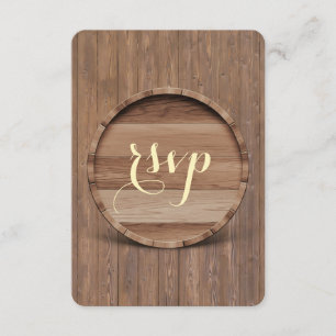 Rustic Wooden Barrel Wedding RSVP Kaartje