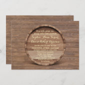 Rustic Wooden Barrel Wedding Uitnodiging (Voorkant / Achterkant)