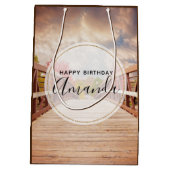 Rustic Wooden Bridge in het Land Birthday Medium Cadeauzakje (Achterkant)