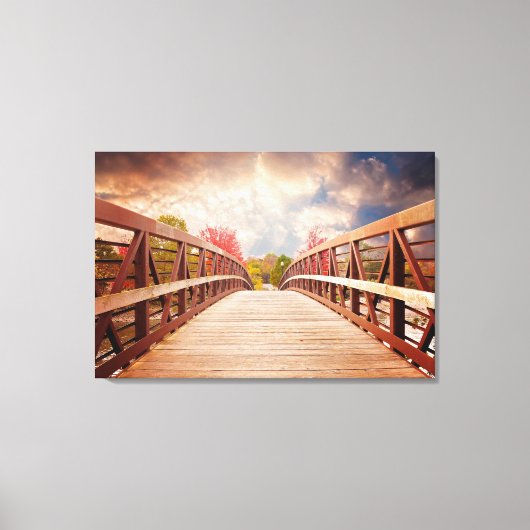 Rustic Wooden Bridge in het land Canvas Afdruk (Voorkant)