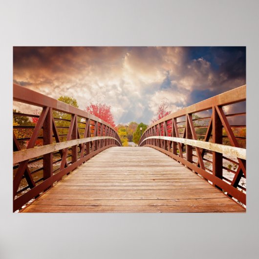 Rustic Wooden Bridge in het land Poster (Voorkant)