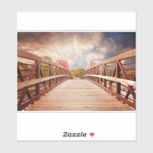 Rustic Wooden Bridge in het land Sticker