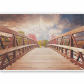 Rustic Wooden Bridge in het land Sticker (Voorkant)