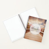Rustic Wooden Bridge in het Landmonogram Notitieboek (Binnen)