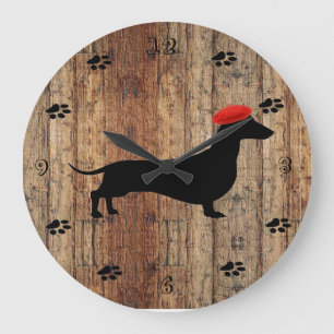Rustic Wooden Dachshund Clock Grote Klok