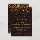 Rustic Wooden Gold Foil Confetti Elegant Wedding Save The Date (Voorkant / Achterkant)