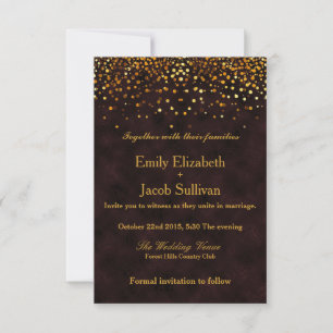 Rustic Wooden Gold Foil Confetti Elegant Wedding Save The Date