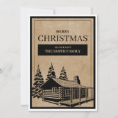 Rustic Wooden House Merry Kerstfeestay Card Kaart (Voorkant)