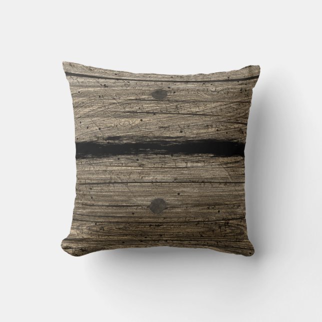 Rustic Wooden Plank Pillow Kussen (Voorkant)