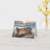 Rustic Wooden Rowboat Note Kaart (Gele Bloem)