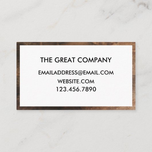 RUSTIC WOODEN VISITEKAARTJE (Achterkant)