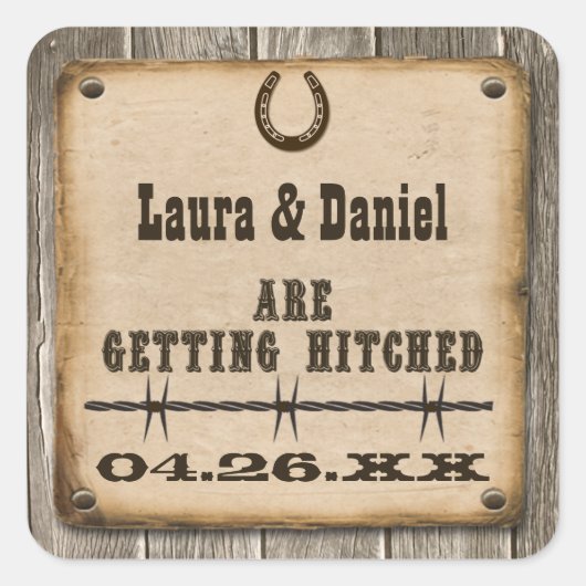 Rustic Wooden Western Style Wedding voor Sticker (Voorkant)
