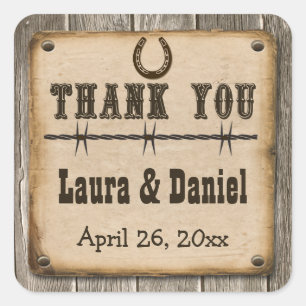 Rustic Wooden Western Style Wedding voor Sticker