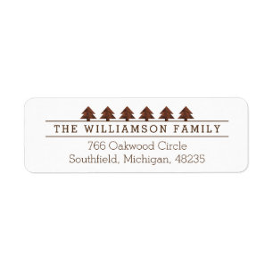 Rustic Woodgrain Outdoor Pine Tree Forest Family Etiket