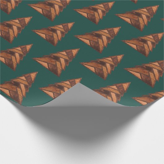 Rustic Woodgrain Outdoor Pine Tree Pattern Cadeaupapier (Hoek)