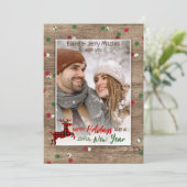 Rustic Woodgrain Pattern Seasonal Greeting Feestdagenkaart (Staand voorkant)