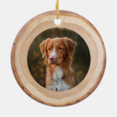Rustic Woodgrain Slice Gepersonaliseerde foto van  Keramisch Ornament (Achterkant)