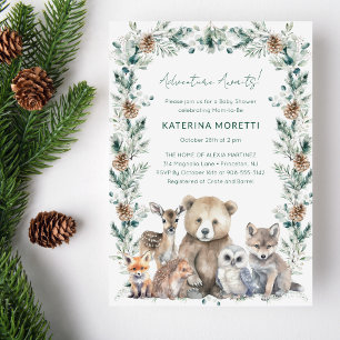 Rustic Woodland Adventure Awaits Baby shower Kaart