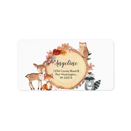 Rustic Woodland Animals Address Label (Voorkant)